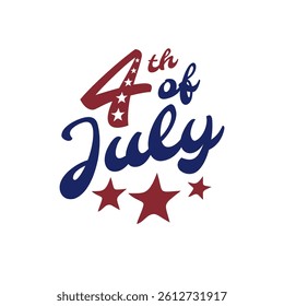 4th of july. Happy independence day. Hand lettering. Handwritten inscription fourth of july for greeting card. 4th of july calligraphy. Independence Day holiday. White background. Vector illustration