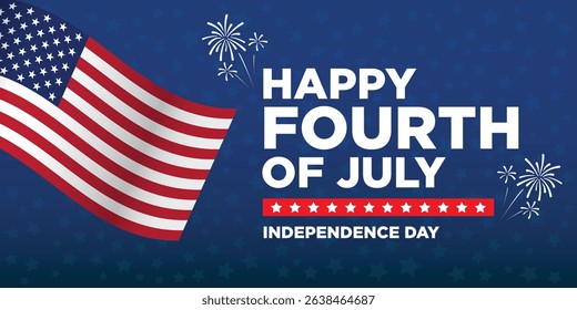 4th of July. Happy Independence Day. USA. Holiday concept. Template for background, banner, card, poster with text inscription. Vector EPS10 illustration