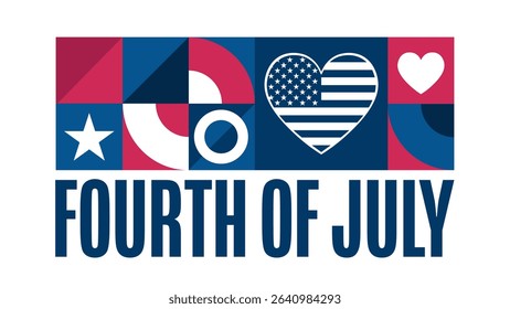 4th of July. Happy Independence Day. USA. Holiday concept. Template for background, banner, card, poster with text. Vector EPS10 illustration