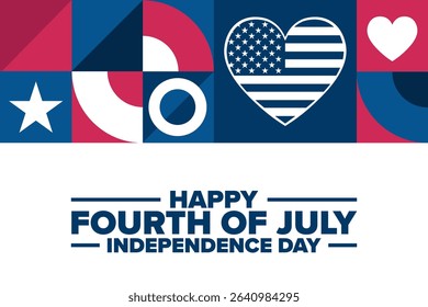 4th of July. Happy Independence Day. USA. Holiday concept. Template for background, banner, card, poster with text. Vector EPS10 illustration