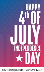 4th of July. Happy Independence Day. USA. Holiday concept. Template for background, banner, card, poster with text. Vector EPS10 illustration