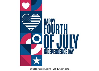 4th of July. Happy Independence Day. USA. Holiday concept. Template for background, banner, card, poster with text. Vector EPS10 illustration