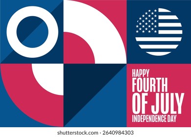 4th of July. Happy Independence Day. USA. Holiday concept. Template for background, banner, card, poster with text. Vector EPS10 illustration