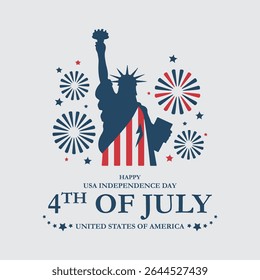 4th of July happy independence day America. statue of Liberty, USA Independence Day, united states of America, greeting card. abstract vector illustration design