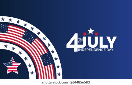 4 de julho feliz Dia da Independência, fundo do 4 de julho, banner design com balões e bandeira americana. Utilize para modelo, design de pôster, cartão, cartaz com ilusão profissional 