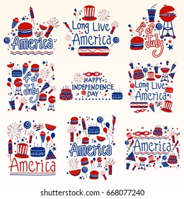 4th of July  Happy Independence Day of America Holiday and Festival wishing and greetings  in vector