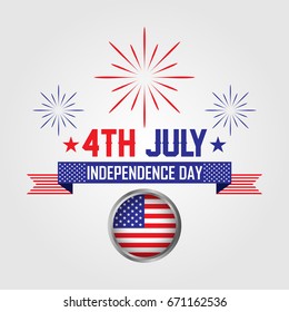 4th July - Happy Independence Day - American Flag - Greeting. Celebrate. Memorial