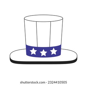 4th of july hat monochrome flat vector object. Patriotic uncle sam hat. Independence day holiday. Editable black white thin line icon. Simple cartoon clip art spot illustration for web graphic design