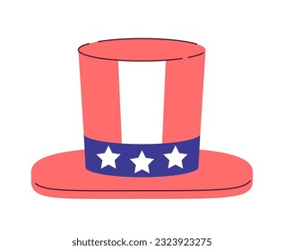 4th of july hat semi flat colour vector object. Patriotic uncle sam hat. Independence day holiday. Editable cartoon clip art icon on white background. Simple spot illustration for web graphic design