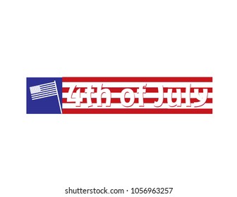 4th of July horizontal banner Text and flag silhouette