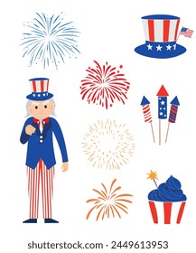 4th Of July Icons Like Fireworks Cupcake And Sam