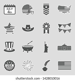 4th Of July Icons. Sticker Design. Vector Illustration.