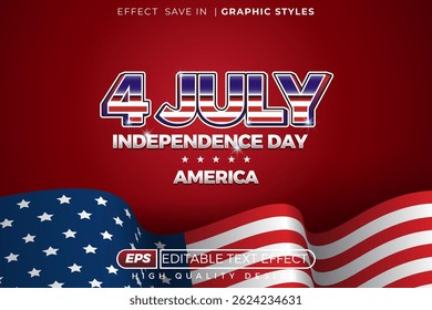 4th july independence day 3d editable text effect template