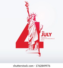 4'th July Independence Day. America. Freedom liberation. Logo, vector, flag, democracy. Graphic expression. Statue of Liberty, sculpture, logo, symbol.