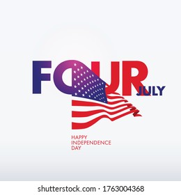 4'th July Independence Day. America. Freedom liberation. Logo, vector, flag, democracy. Graphic expression. Statue of Liberty, sculpture, logo, symbol.