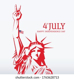 4'th July Independence Day. America. Freedom liberation. Logo, vector, flag, democracy. Graphic expression. Statue of Liberty, sculpture, logo, symbol, Victory and freedom.