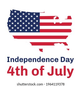 4th of july independence day of America with flag USA and map. Vector stock illustration