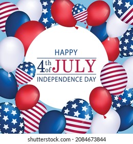 4th of July. Independence Day of America. Balloons. vector postcard