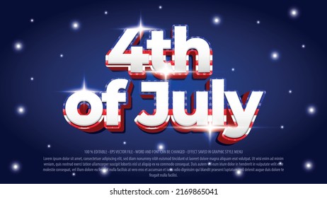 4th Of July Independence Day Of America Editable Text Effect