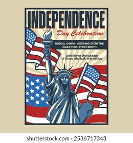 4 de julio Día de la Independencia América USA Ilustración vectorial de la Libertad para afiches, medios sociales, volantes, páginas de Web, medios impresos, tarjeta de felicitación, invitación, Anuncio