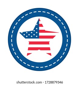 4th of july independence day, american flag in star national insignia vector illustration flat style icon