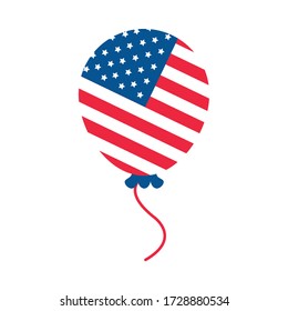 4th of july independence day, american flag in balloon celebration vector illustration flat style icon