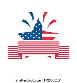 4th of july independence day, american flag star patriotic celebration vector illustration flat style icon