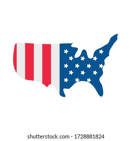4th of july independence day, american flag in map country celebration vector illustration flat style icon