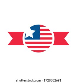 4th of july independence day, american flag insignia national banner vector illustration flat style icon