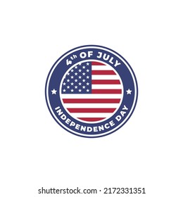 4th of July Independence Day American Badge for Logo, Label, Sticker, Emblem, Sign, Symbol, Icon, Stamp, and Banner Template. Vector Illustration