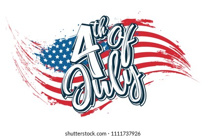 4th July Independence Day Background with Abstract USA Flag Illustration