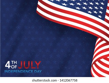 4th July independence day background with american flag