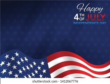 4th July independence day background with waving american flag
