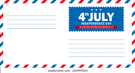 4th of July Independence day background with postal mail envelope. Perfect for invitations or announcements.