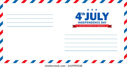 4th of July Independence day background with postal mail envelope. Perfect for invitations or announcements.