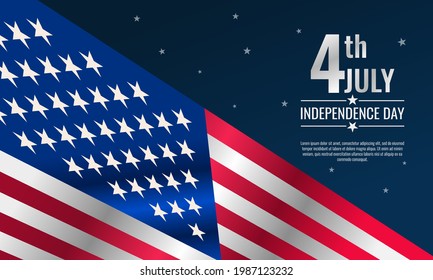 4th of July. Independence Day background template with American flag design