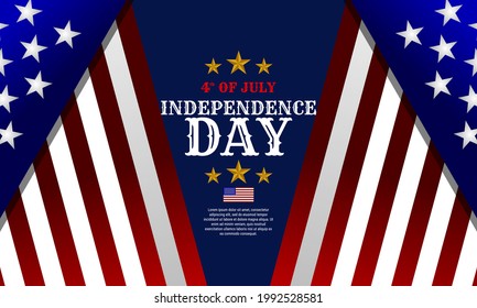 4th of JULY. Independence day background design with US flag. It is suitable for banner, poster, website, advertising. Vector illustration