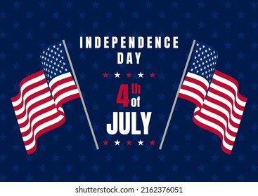 4th July - Independence Day background with waving American flags