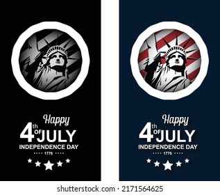 Antecedentes del 4 de julio del Día de la Independencia. Pirotecas de silueta de estatua de la libertad Feliz 4 de Julio Día de la Independencia. Día de la Independencia de los Estados