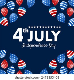 4th of July Independence Day background design with balloons. Suitable poster, banner, and greeting cards. Vector illustration template