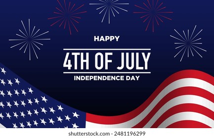 4th of July Independence Day Background Design. United States of America Independence Day Celebration. Banner, poster, greeting card. Vector illustration.