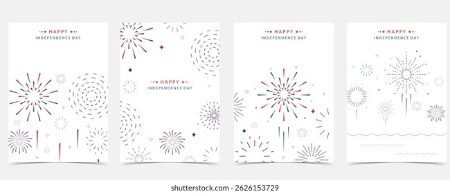 Fondo del Día de la Independencia del 4 de julio con fuegos artificiales para el diseño de la Vertical a4