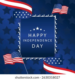 4th of July Independence Day background with flag party for square design