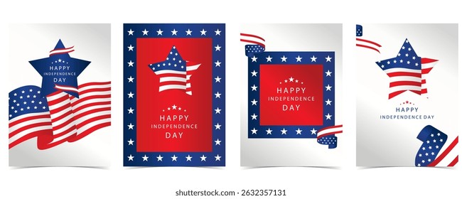 4th of July Independence Day background with flag party for a4 vertical design