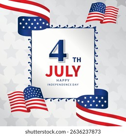 4th of July Independence Day background with flag party for square design