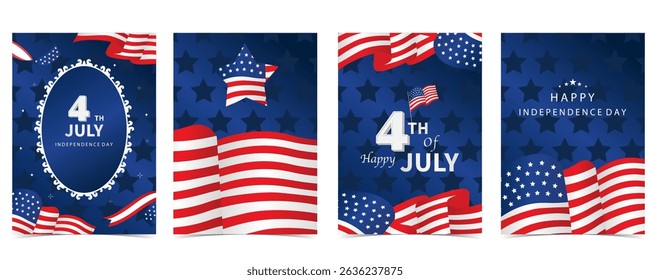 4th of July Independence Day background with flag party for a4 vertical design
