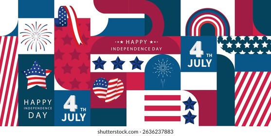 4th of July Independence Day background with geometric for A4 horizontal design