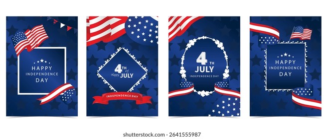 4th of July Independence Day background with flag party for a4 vertical design