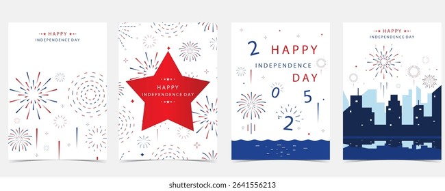 4th of July Independence Day background with firework for a4 vertical design