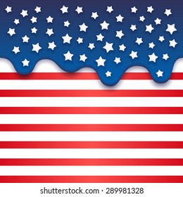 4th july Independence Day background. Patriotic cake with shining stars. Vector template
